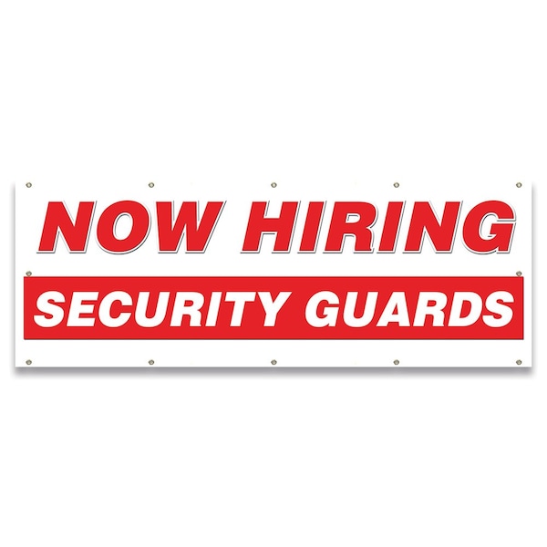 Now Hiring Security Guards Banner Apply Inside Accepting Application Single Sided